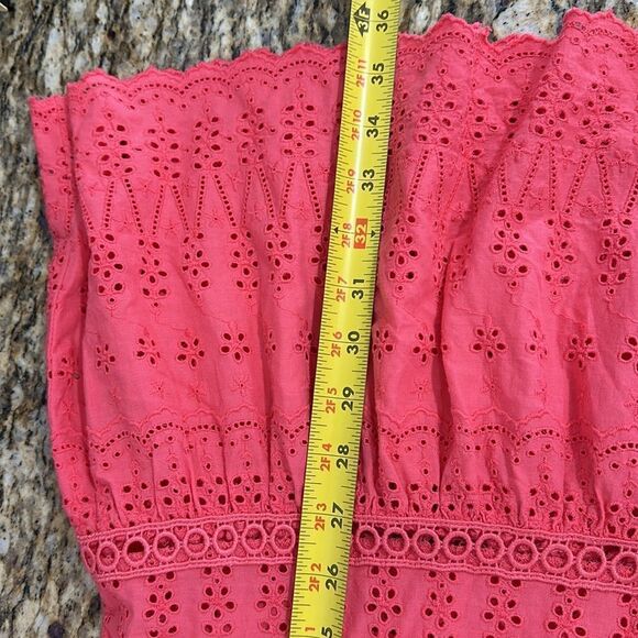 J. Crew Eyelet Embroidery Flutter-Hem Dress In Coral Color Size 8 - Picture 13 of 13